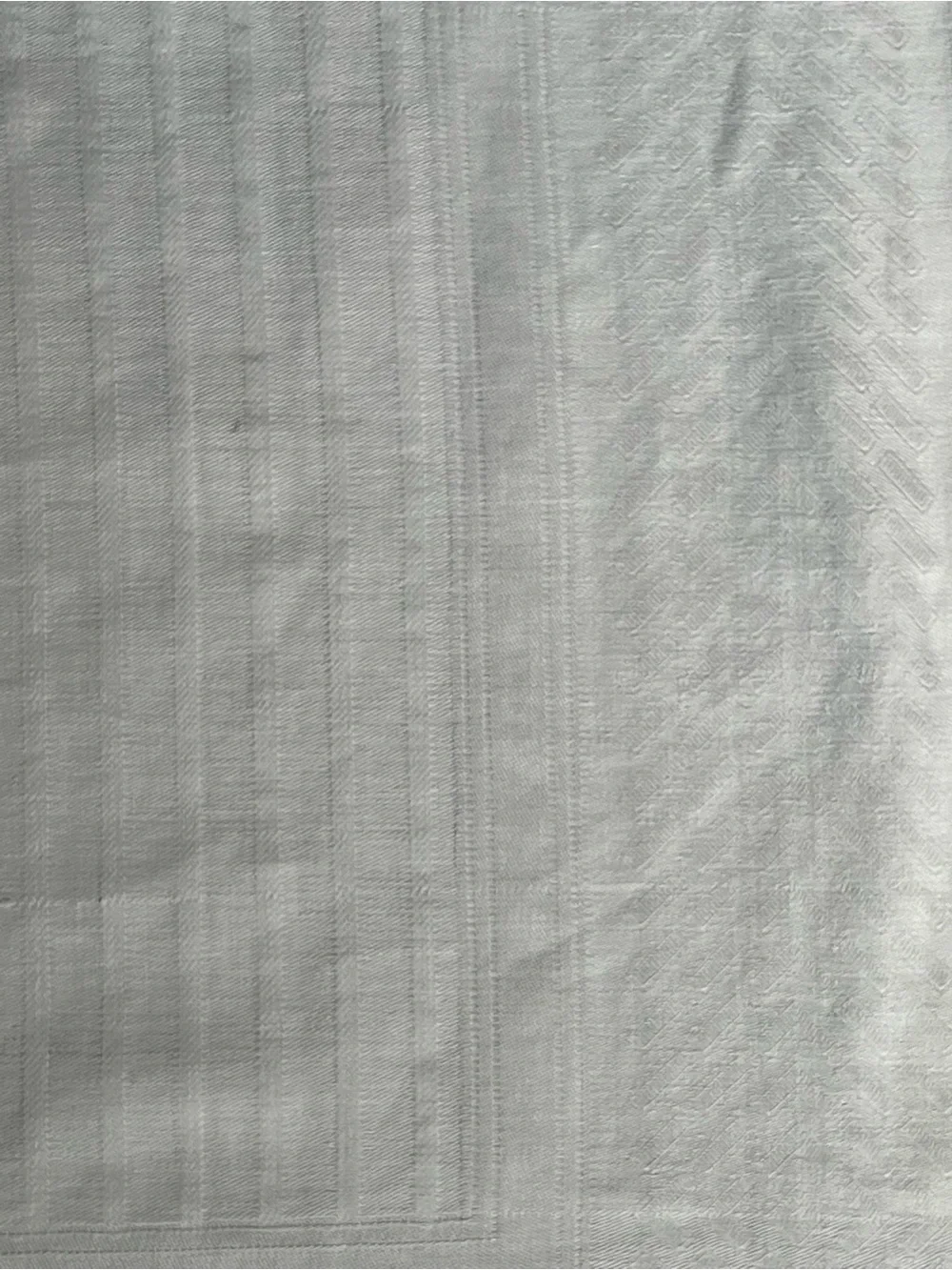 Vintage linen White work striped Tablecloth with decorative border 43 in square.